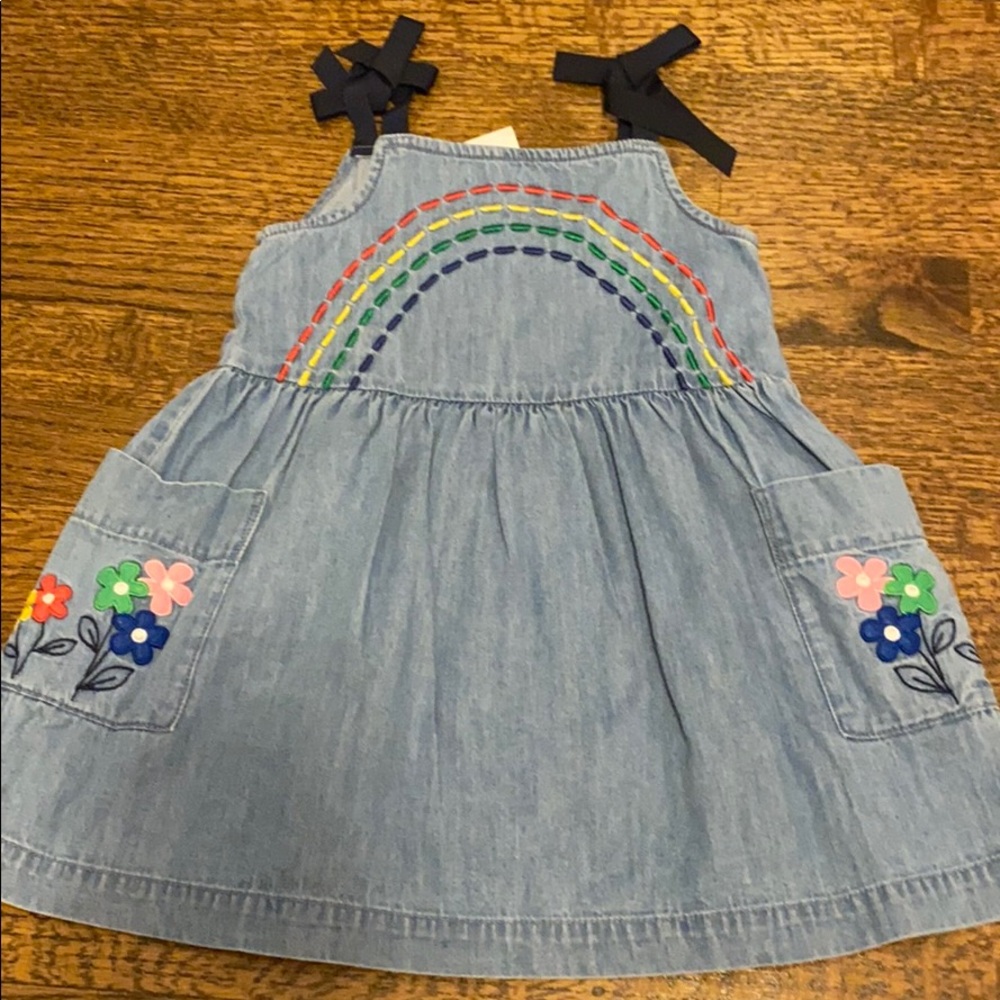 Hanna Andersson rainbow denim dress 90/3T